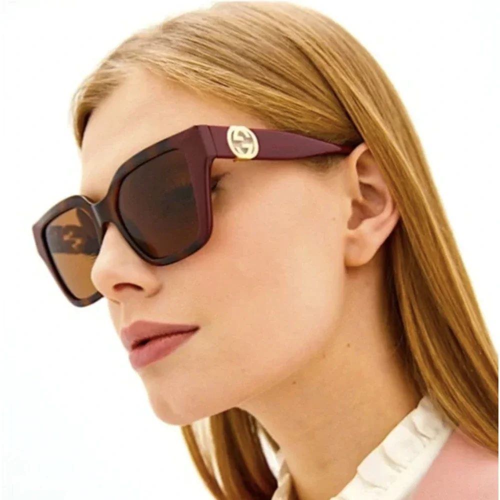 NWT Gucci GG1023S-003-54 Gold Cat Eye 54mm Sunglasses
